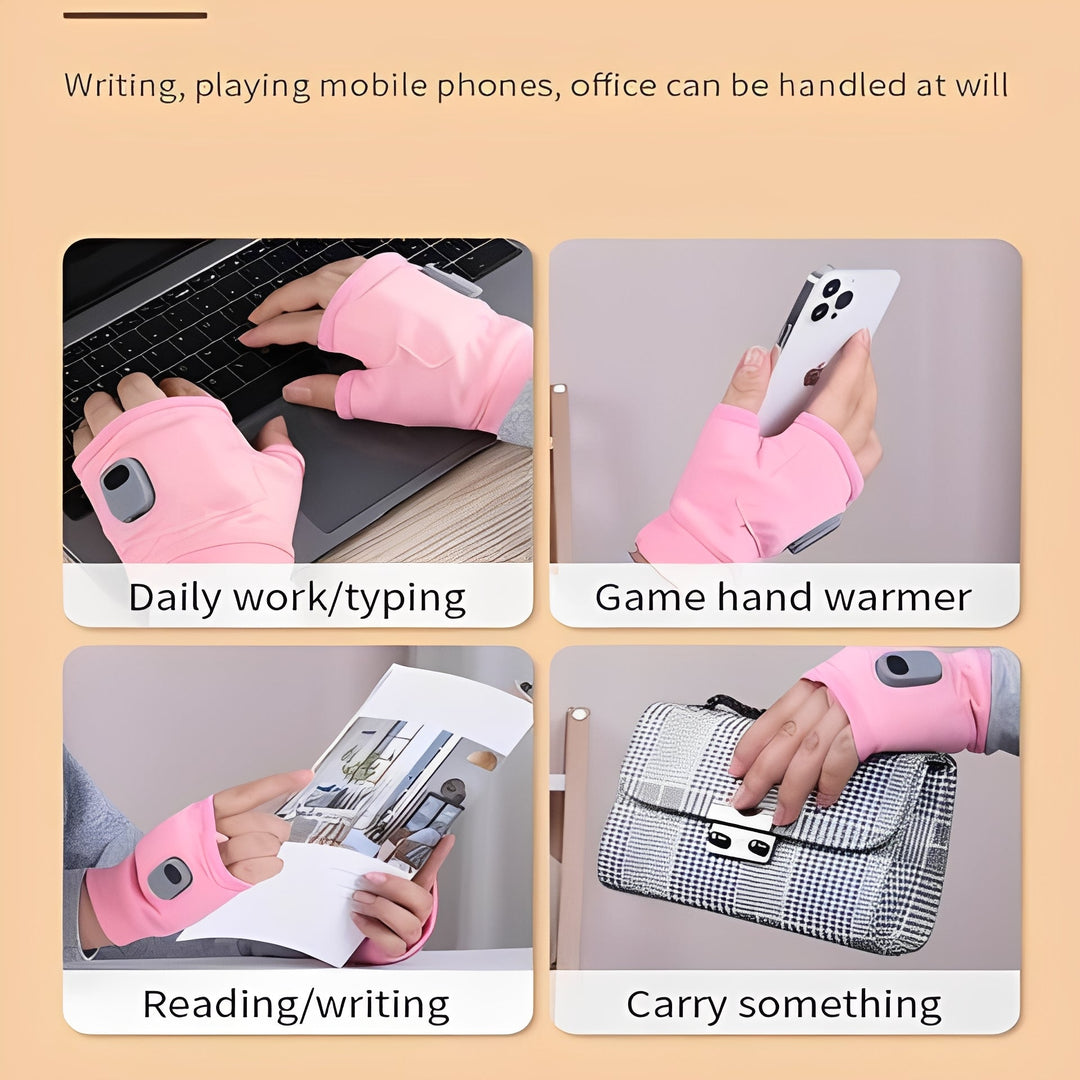 Plushridge™ Fingerless Heated Gloves, USB-C Rechargeable, 3 Settings