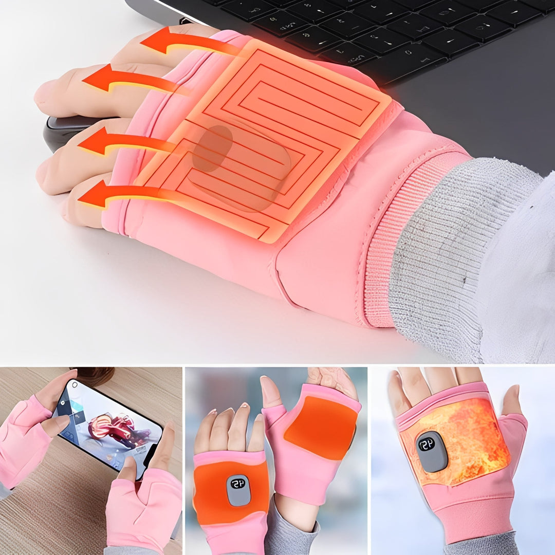 Plushridge™ Fingerless Heated Gloves, USB-C Rechargeable, 3 Settings