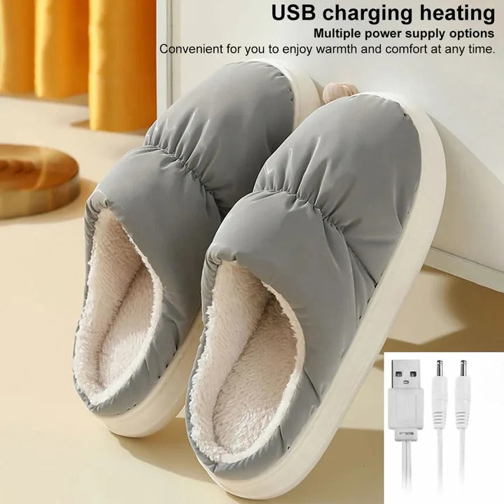 Plushridge™ USB Heated Slippers with Non-Slip Sole, Plush Lined