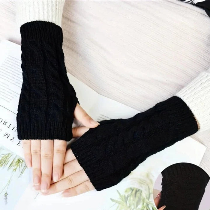 Plushridge™ Women's Fleece-Lined Fingerless Gloves with Long Cuff