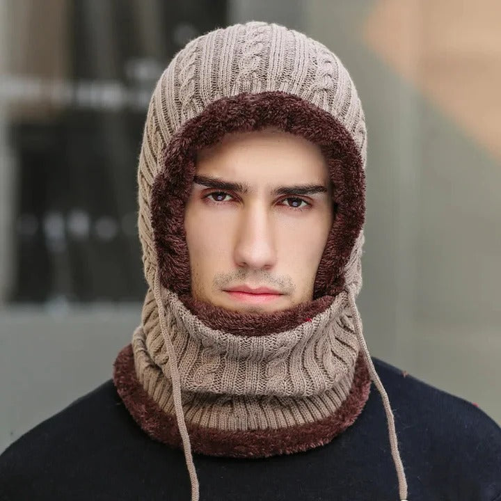Knit Hat and Scarf Balaclava with Soft Fleece Lining