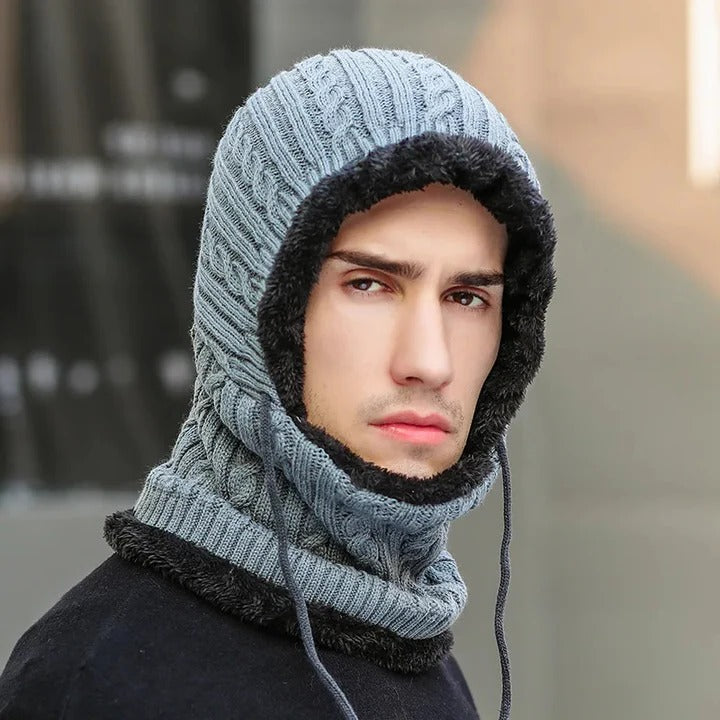 Knit Hat and Scarf Balaclava with Soft Fleece Lining
