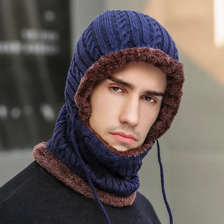 Knit Hat and Scarf Balaclava with Soft Fleece Lining