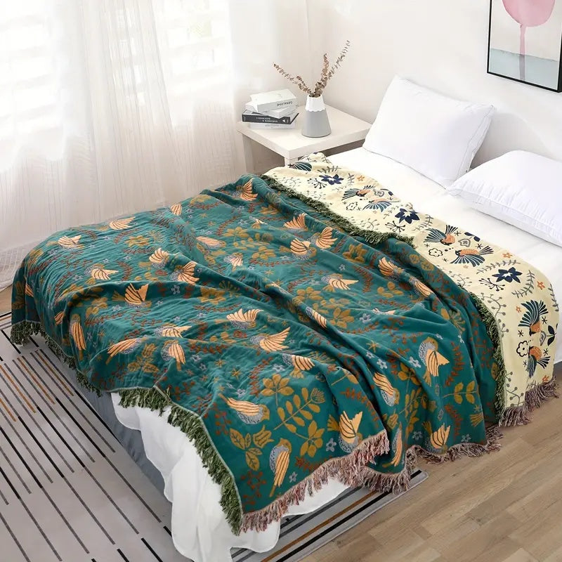 Elegant Teal &amp; Cream Reversible Decorative Blanket