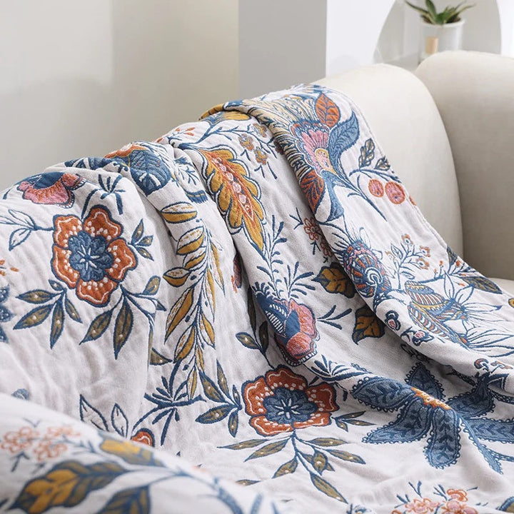 Rustic Artistic Floral 100% Cotton Blanket