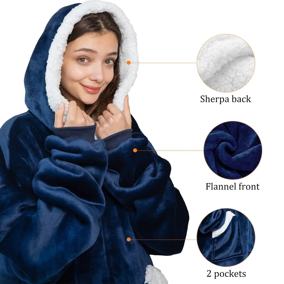 Giant Oversized Hoodie Blanket in Thick Brushed Fleece