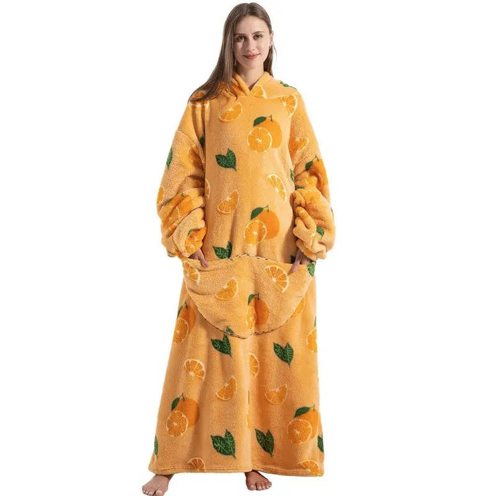 Long Wearable Blanket Hoodie with Sleeves