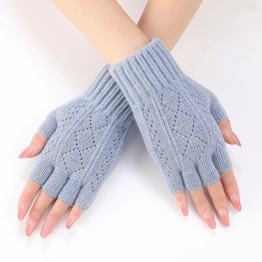 Soft Knit Fingerless Gloves with Snug Ribbed Cuffs