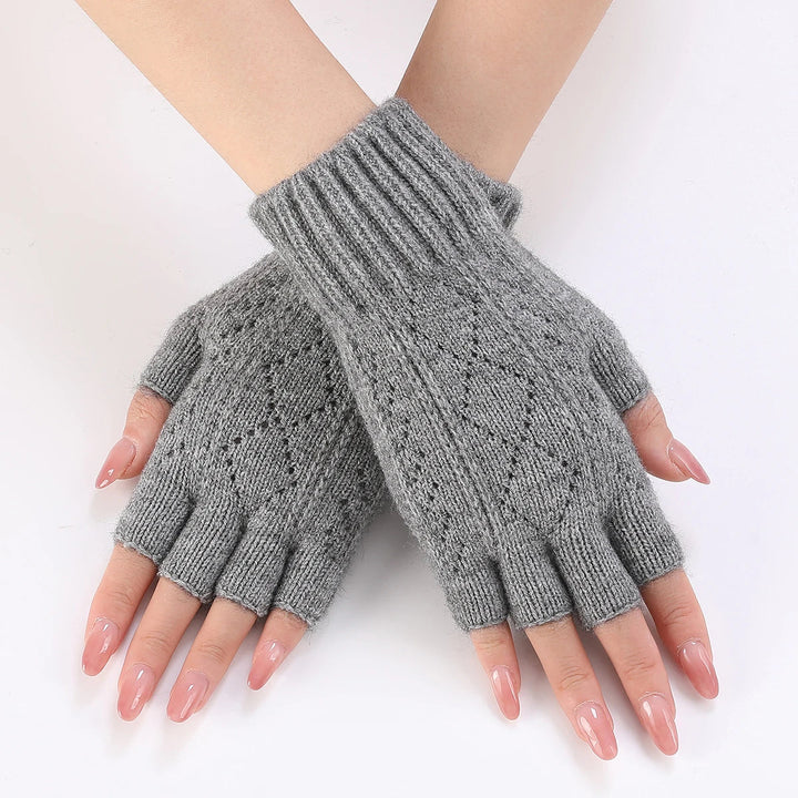 Soft Knit Fingerless Gloves with Snug Ribbed Cuffs