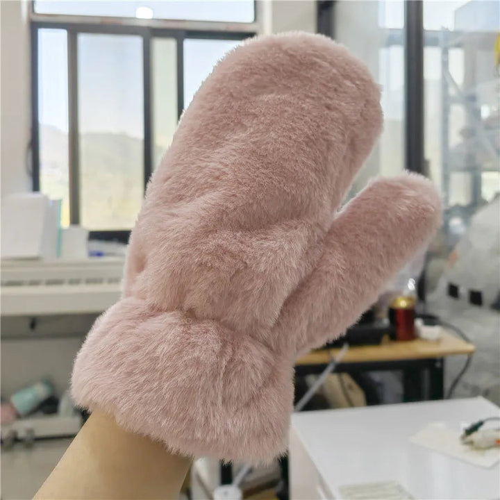 Fluffy Plush Mittens with Thick Lining for Cold Days