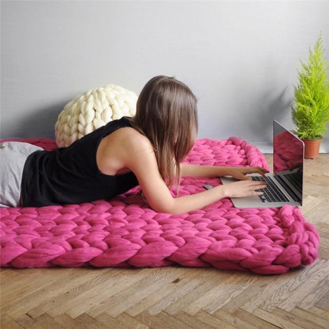 Plushridge™ Handmade Chunky Knit Blanket with Soft Oversized Loops
