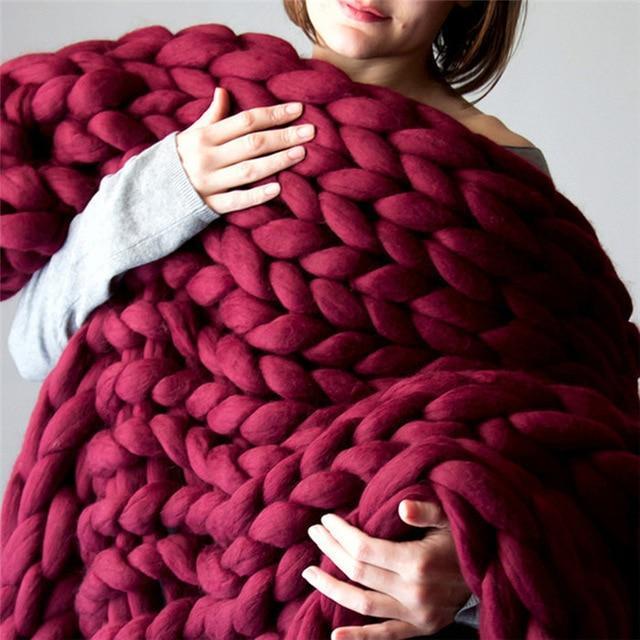 Handmade Chunky Knit Blanket Comfy &amp; Warm - 80 x100 cm