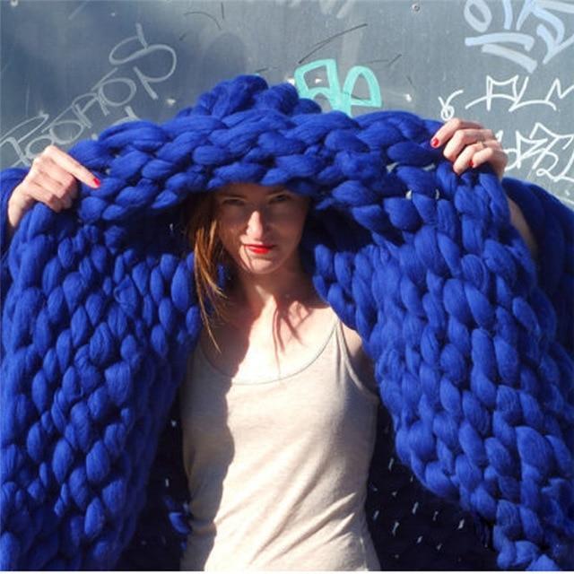 Plushridge™ Handmade Chunky Knit Blanket with Soft Oversized Loops