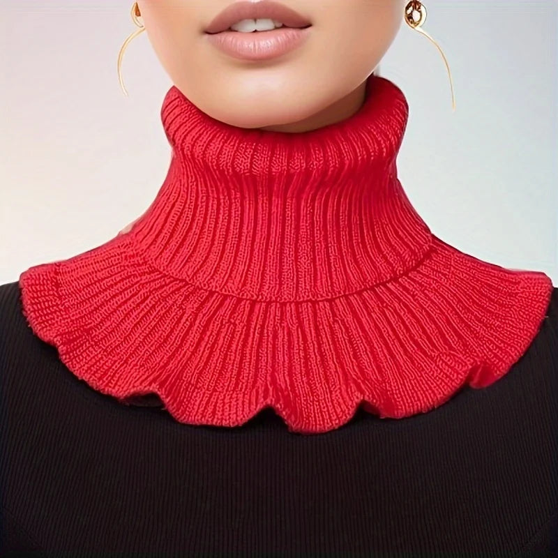 Elegant Knitted Turtleneck Neck Scarf for Women