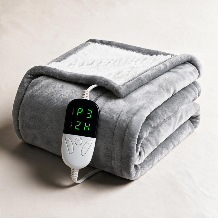 Plushridge™ Sherpa Heated Throw with 6 Heat Settings & Timer