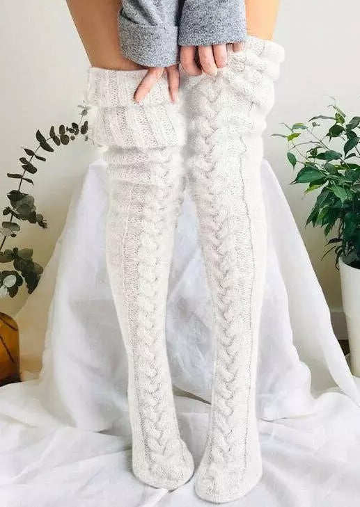 Plushridge™ Hand-Knit Over-the-Knee Socks, Extra Long and Cozy