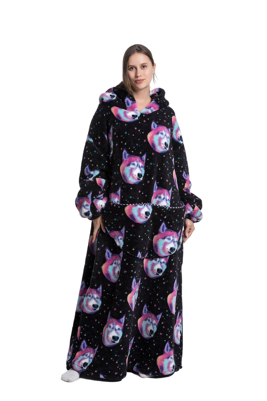 Fleece Hoodie Blanket with Hood in Fun Animal Prints