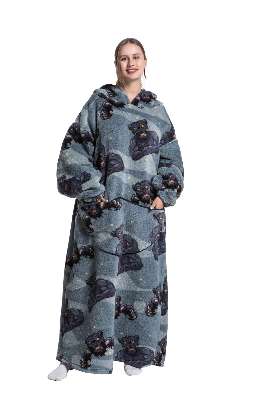 Fleece Hoodie Blanket with Hood in Fun Animal Prints