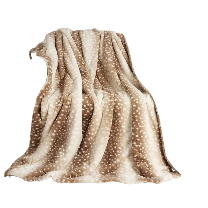 Reversible Plush Throw Blanket With Deer Design