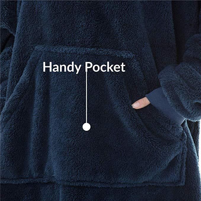 Wearable Blanket Hoodie with Oversized Fleece and Kangaroo Pocket