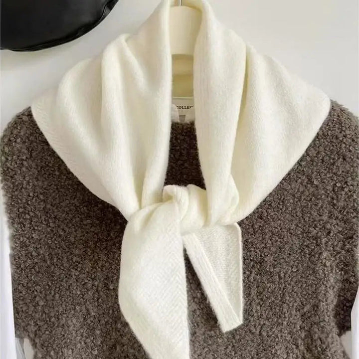 Korean-Style Triangle Knit Scarf – Soft Winter Wrap for Women